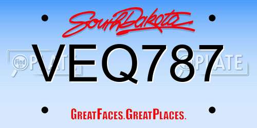 VEQ787 South Dakota License Plate