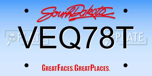 VEQ78T South Dakota License Plate