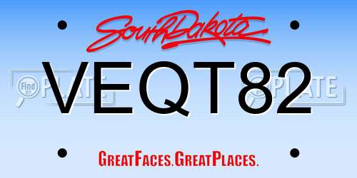 VEQT82 South Dakota License Plate