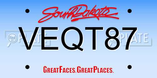 VEQT87 South Dakota License Plate