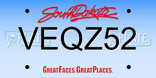 VEQZ52 South Dakota License Plate