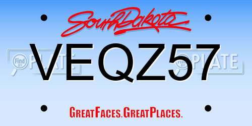 VEQZ57 South Dakota License Plate