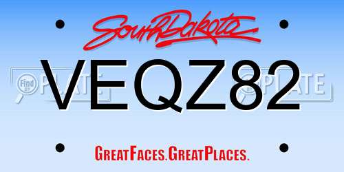 VEQZ82 South Dakota License Plate