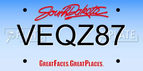 VEQZ87 South Dakota License Plate