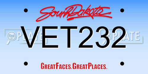 VET232 South Dakota License Plate