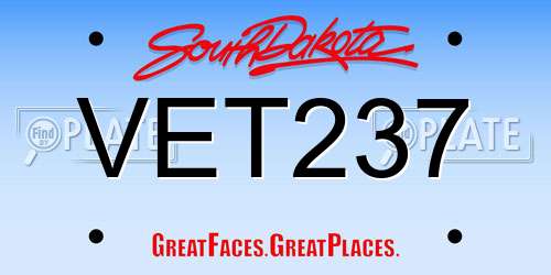 VET237 South Dakota License Plate