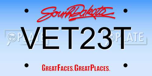 VET23T South Dakota License Plate