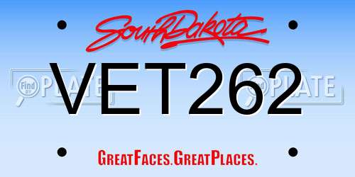 VET262 South Dakota License Plate
