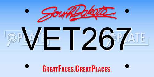 VET267 South Dakota License Plate