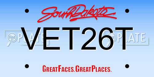 VET26T South Dakota License Plate