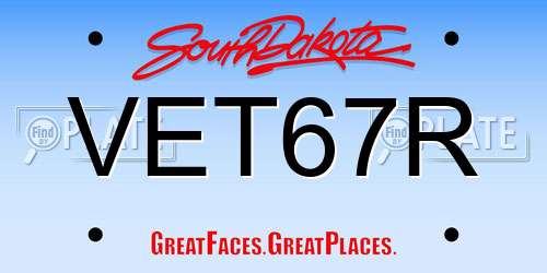 VET67R South Dakota License Plate