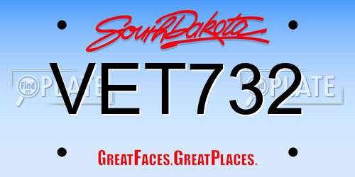 VET732 South Dakota License Plate