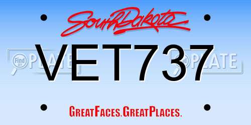 VET737 South Dakota License Plate
