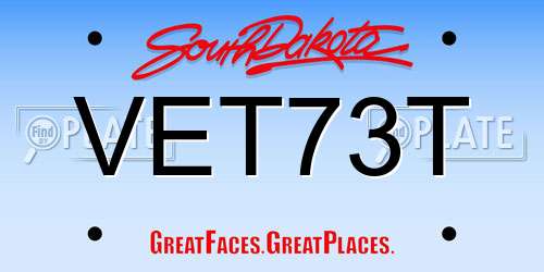 VET73T South Dakota License Plate