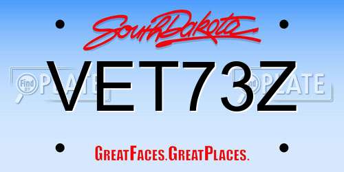 VET73Z South Dakota License Plate