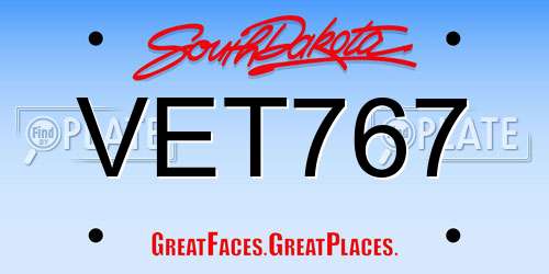 VET767 South Dakota License Plate
