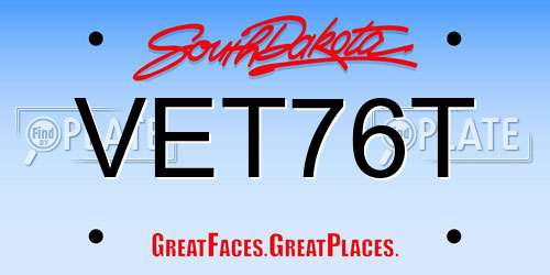 VET76T South Dakota License Plate