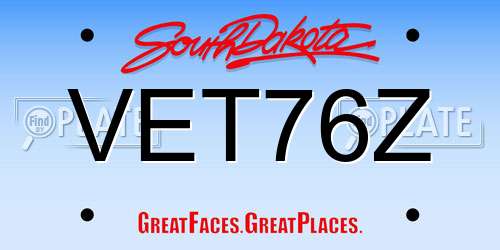 VET76Z South Dakota License Plate
