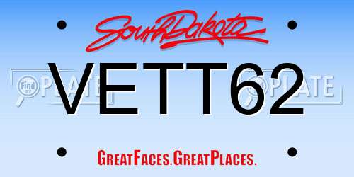VETT62 South Dakota License Plate