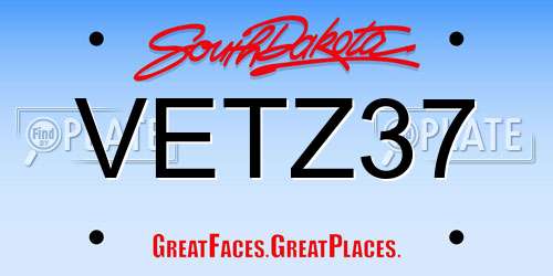 VETZ37 South Dakota License Plate