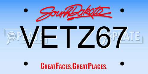 VETZ67 South Dakota License Plate