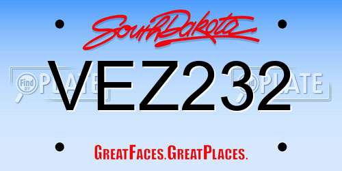 VEZ232 South Dakota License Plate
