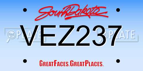 VEZ237 South Dakota License Plate