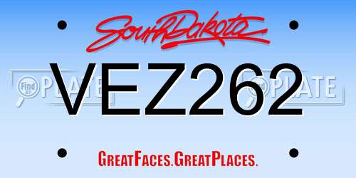 VEZ262 South Dakota License Plate