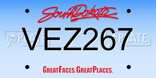 VEZ267 South Dakota License Plate