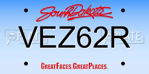 VEZ62R South Dakota License Plate