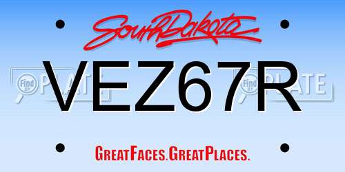 VEZ67R South Dakota License Plate