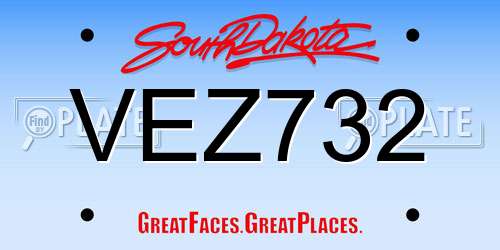 VEZ732 South Dakota License Plate
