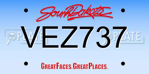 VEZ737 South Dakota License Plate