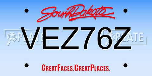 VEZ76Z South Dakota License Plate