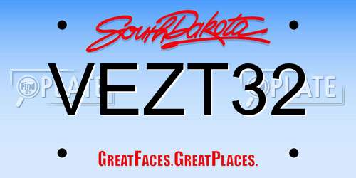 VEZT32 South Dakota License Plate