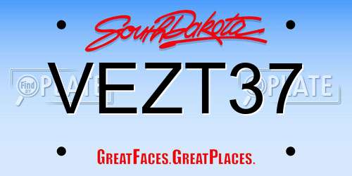 VEZT37 South Dakota License Plate
