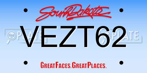 VEZT62 South Dakota License Plate
