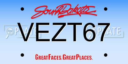 VEZT67 South Dakota License Plate