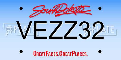 VEZZ32 South Dakota License Plate