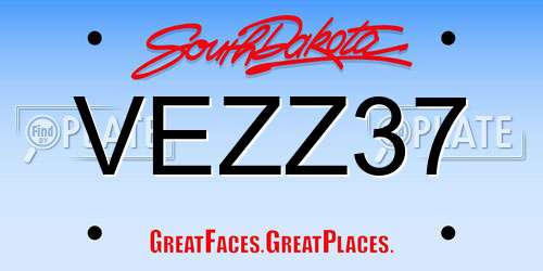 VEZZ37 South Dakota License Plate