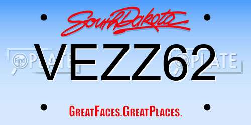VEZZ62 South Dakota License Plate