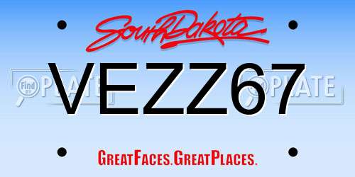 VEZZ67 South Dakota License Plate