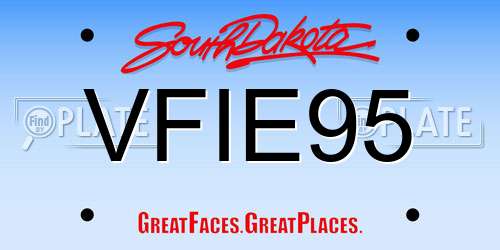 VFIE95 South Dakota License Plate