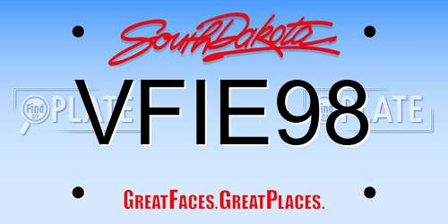 VFIE98 South Dakota License Plate