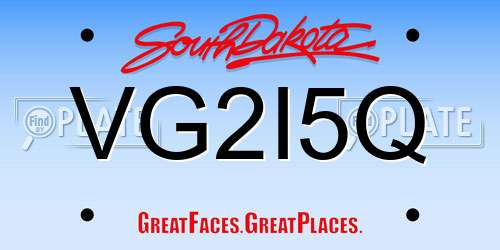 VG2I5Q South Dakota License Plate