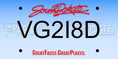 VG2I8D South Dakota License Plate
