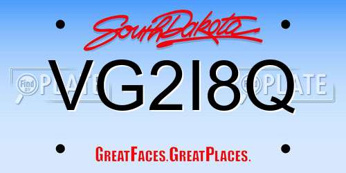 VG2I8Q South Dakota License Plate