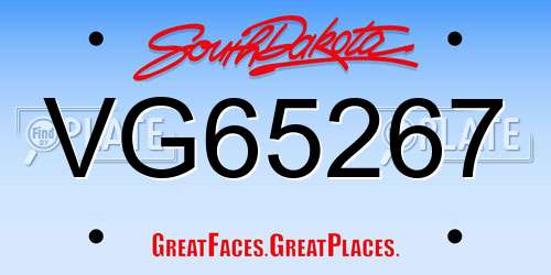 VG65267 South Dakota License Plate