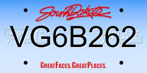 VG6B262 South Dakota License Plate