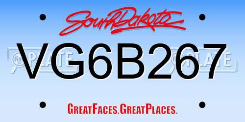 VG6B267 South Dakota License Plate